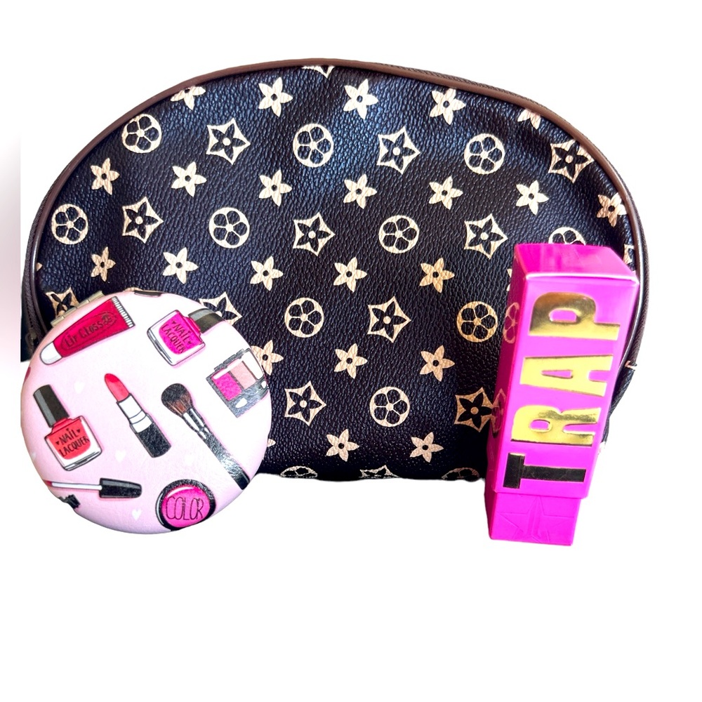 Fashion Cosmetic Bag and Jeffree Star Pink Messiah Velvet Trap Lipstick